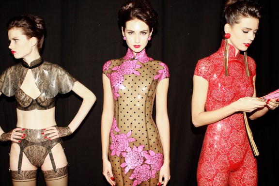 Backstage at Atsuko Kudo lingerie show (Image: Mark Rabadan)